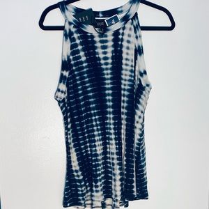 TieDye tank top/tunic XL BLUE/white